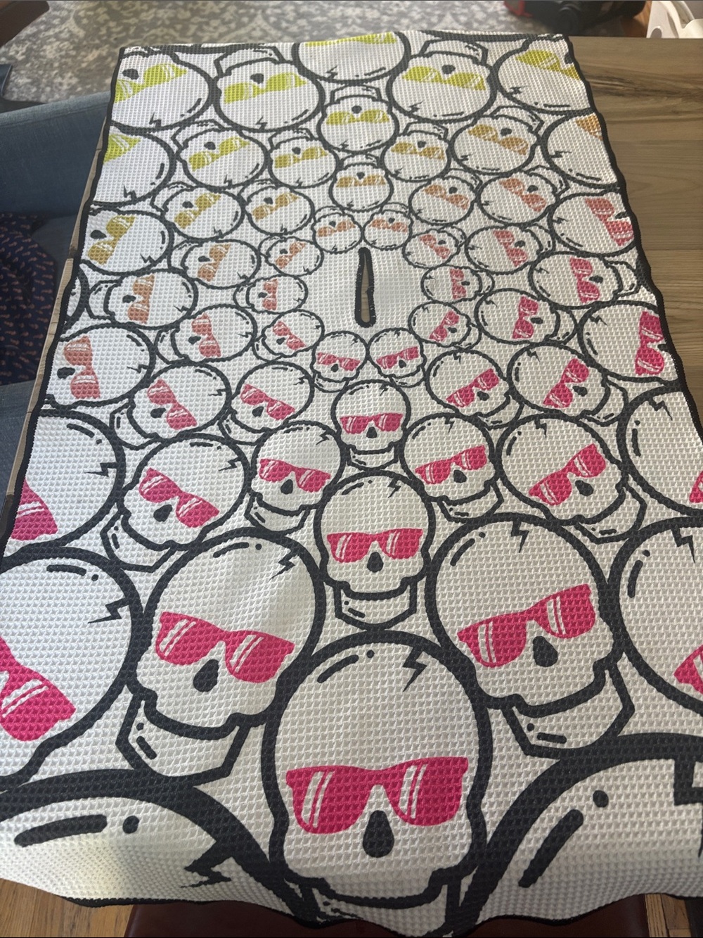 Swag Skull Pattern Waffle Golf towel - Pink, Yellow, Orange Accents